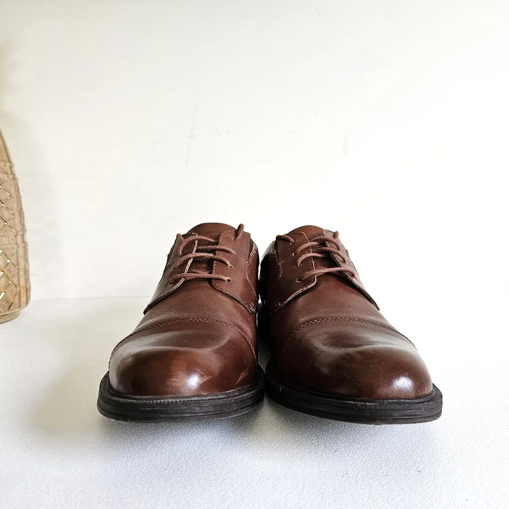 Florsheim Cognac Genuine Leather Captoe Oxford Brown Dress Men's Shoes Sise 13 D